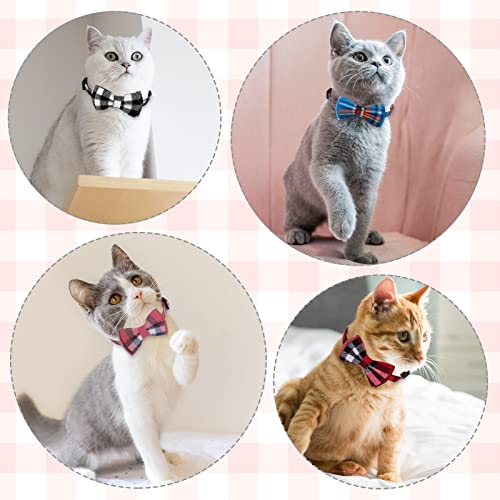 Giantree 4Pcs Cat Collars Bow Tie With Bell, Breakaway Kitten Collar For Cats Cute Plaid Design Adjustable Pet Collars 7-12Inch For Kitten Cats And Small Dogs #TOP6