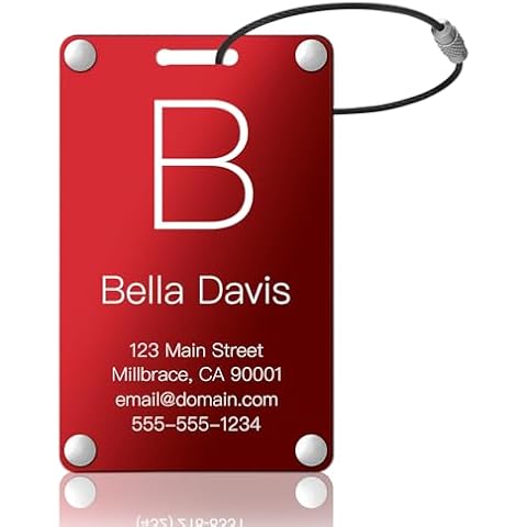 KCULE Personalized Metal Luggage Tags (Red) Cover
