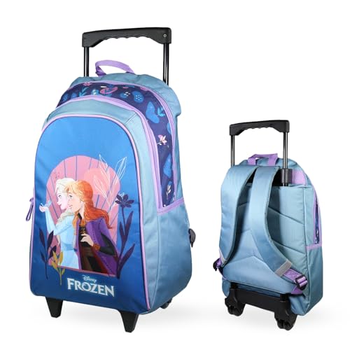 Bagtrotter - Sac à Dos à roulettes 45 cm - La Reine des Neiges Bleu - Primaire - Bretelles et Dos rembourrés - Bandes Réfléchissantes - Grand Rangement -...