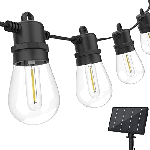 Yuusei Solar Garden Lights, 100Ft Festoon Lights Outdoor String Lights with 30+2 1W LED Plastic Bulbs, Waterproof Garden String Light for Garden Patio