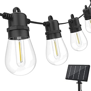 Yuusei Solar Garden Lights, 100Ft Festoon Lights Outdoor String Lights with 30+2 1W LED Plastic Bulbs, Waterproof Garden String Light for Garden Patio