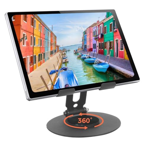 Dyazo Foldable 360° Rotating Tablet Stand | Multiple Height & Angle Adjustable Holder | Compatible for iPad Pro/Air/Mini, Samsung Galaxy Tabs, Surface Pro & All Tablets Upto 12.9 Inch (Space Grey)