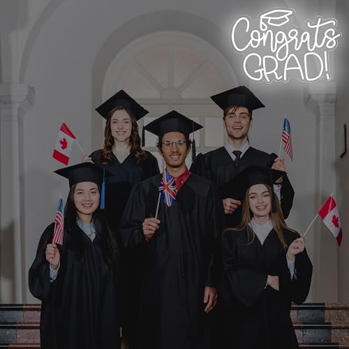 Image of Congrats Grad Neon Sign Class of 2026 Graduation Decorations LED Neon Light for Graduation Party Decoration Grad Sign Gift Celebration Grad Neon Wall Sign 16.7 inchx11.3 inch