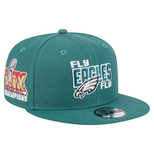 New Era Mens Midnight Green Philadelphia Eagles Super Bowl LIX Champions Side Patch 9FIFTY Snapback Hat