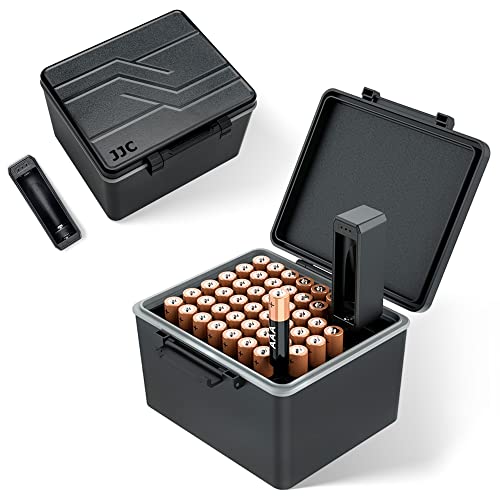 JJC 44 Slots AAA Triple A Battery Case Holder with Removable Battery Tester, Water-Resistant...