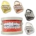 4 colores individuales Rhinestones Grill Caps Glitter Hip Hop Dientes Grillz Moda Hombres Dientes Dorados Parrillas para Rapper Party Dress up, Talla única, Metales no preciosos, Sin gemas.