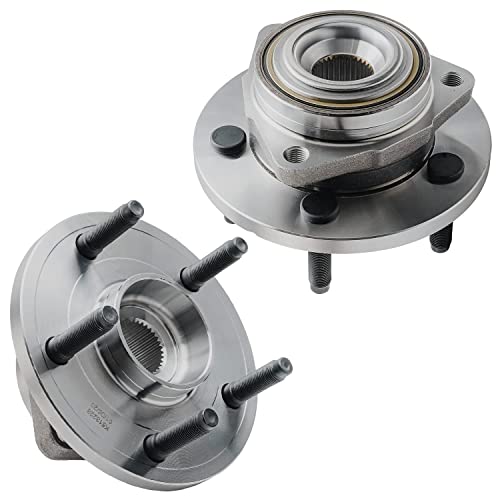 Image of Detroit Axle - Front Disc Rotors + Wheel Hub Bearings + 20pc Wheel Lug Nuts Replacement for 2005-2010 Mitsubishi Raider Dodge Dakota - 24pc Set