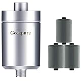 Geekpure 5-stage Shower Filter and Extra 3 Replacement Fitlers Reduces Chlorine Odor Rust Sediments- Improves Skin Hair Condition