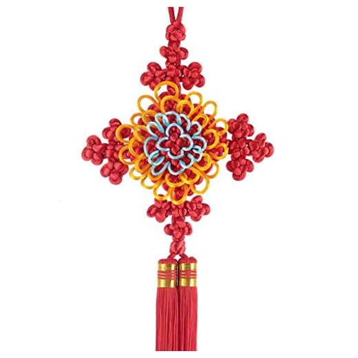 Xiaodou Bil dekoration kinesisk knut hänge trumpet dekorativ vävd feng shui sovrum dörr kinesisk festival prydnader nytt hem fred knut kinesisk knut hänge (storlek: 4-pack)