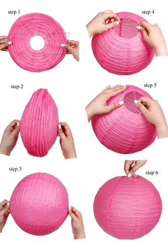 Image of Pack of 3 Paper Lantern Lampshade Party Birthday Baby Shower Wedding Celebration Decoration (Hot Pink, 12 inch (30cm))