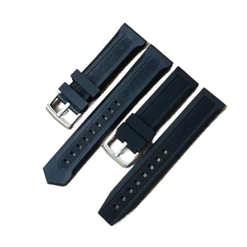 Bracelet montre silicone 22mm noir lisse haute résistance Monaco