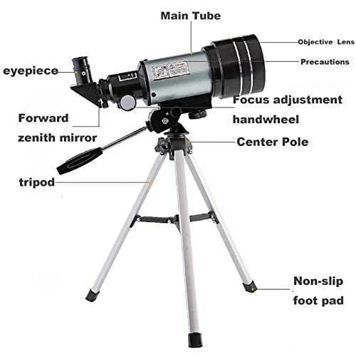 Telescopio Astronómico Refractor 70mm Apertura 300mm Foco miniatura 6