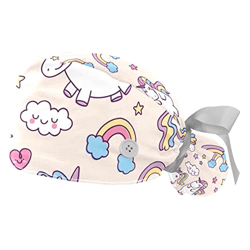 Chapeaux bouffants de travail imprimé nuage et arc-en-ciel casquettes mixtes anti-transpiration