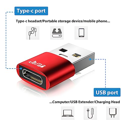 Image of JIMTAB USB C Adapter (4 Pack), USB C to USB, High-Speed Data Transfer, USB-C to USB Female Adapter for MacBook Pro 2023, iPad Pro 2023, Samsung Galaxy Book, Dell XPS and More Type C Devices