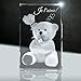 3D Cristal | Je t'aime | Illustration: Ours en Peluche avec Rose | 80x50x50mm | Cadeau Partenaire