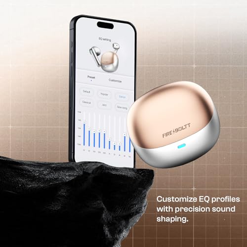 Image of Fire-Boltt Aero Fit TWS Earbuds with Custom EQ, Bluetooth 5.4 Wireless Earphones, 50H Playtime, Fast Charging Case, 50ms Low Latency Gaming & Touch Controls Copper Mist