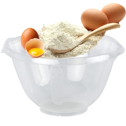 2L Clear Plastic Mixing Bowl for Food Prep BPA Free Dishwasher, Freezer & Microwave Safe Food Kitchen Cooking Serving Bowl (1)