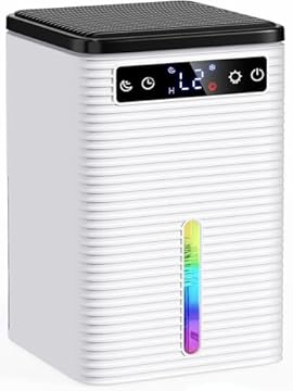 Deumidificatore elettrico da 2200 ml, deumidificatore elettrico, portatile, molto silenzioso, per bagno, camera da letto, spegnimento automatico, timer 2-12 ore, 7 colori, funzione di sbrinamento