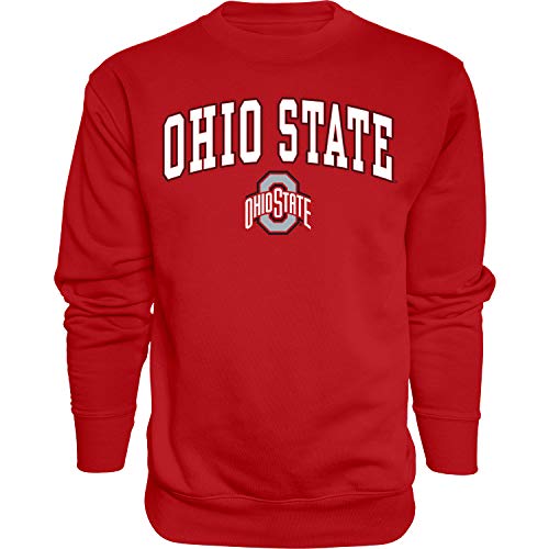 Blue 84 Men's Ohio State Buckeyes Crewneck Sweatshirt Team Color Arching Over, Ohio State Buckeyes Red, Medium