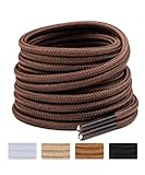 Handshop 2 Pairs Round Boots Shoelaces 3.5 MM Athletic Replacement Shoe Laces 30-63” Shoestrings For Running Sporting Walking Brown 102