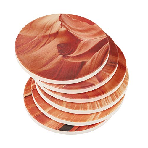 DOWAN Absorbent Stone Coasters, Drink Spills Coasters Set, Natural Grand Canyon Varying Patterns, Multicolor, Set of 6