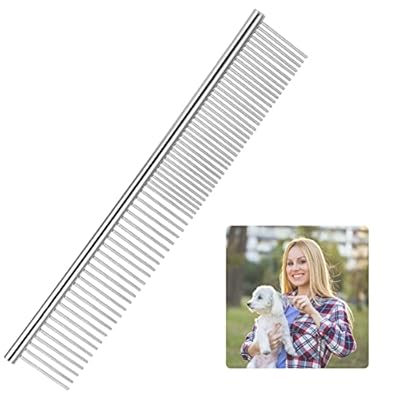 Pet Stainless Steel Comb, Pet Grooming Comb for Cats and Dogs Styling, Grooming, Massage,Metal Dog Comb Great for Large, Medium and Small Dogs and Cats with Tangled Short/Long Hair