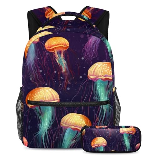 Sac à dos et trousse Seaworld méduse colorée pour le collège