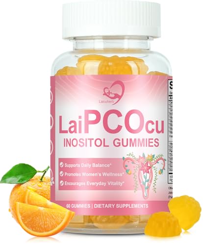 LaiPCOScu Inositol Vitamins Gummies for Women Hormonal Balance & Fertility Natural Fertility Gummies with Folate & Zinc 60 Count Support Daily Wellness Women Conception Gummies with Vitamin B6 & B12