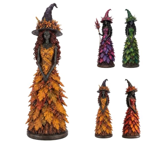 Enchanted Autumn Witch Figurine Halloween Witch Statue (Golden Harvest)