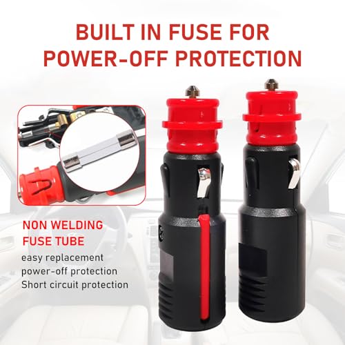 YSOOUA Zigarettenanzünder Stecker Auto 12V Stecker 2 Stk Sicherheits-Universalstecker Normstecker mit 8A 10A Sicherung 12V-24V für Auto LKW PKW Motorrad Kühlbox Navi Auto Handstaubsauger (2 Stk)