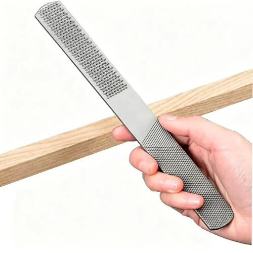 DONSTRAW Wood Rasp File 4 Way Premium Grade High Carbon Hand File and Round Rasp, Half Round Flat & Needle Files for Sharping Wood and Metal Tools