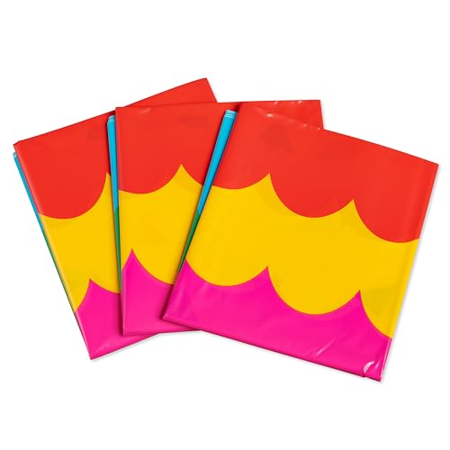 Image of American Greetings 3-Count # sq. ft. Plastic Table Covers, Fiesta Party Supplies (54 in. x 84 in.)