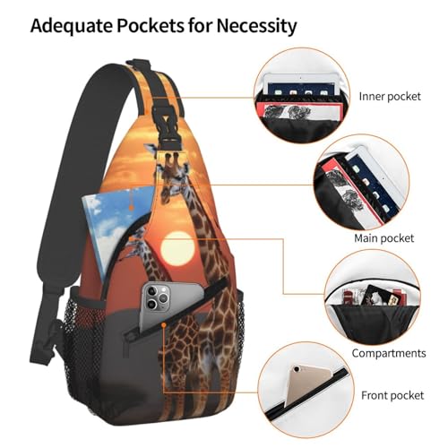 Bolso cruzado Giraffe en puesta de sol para hombre y mujer miniatura 4