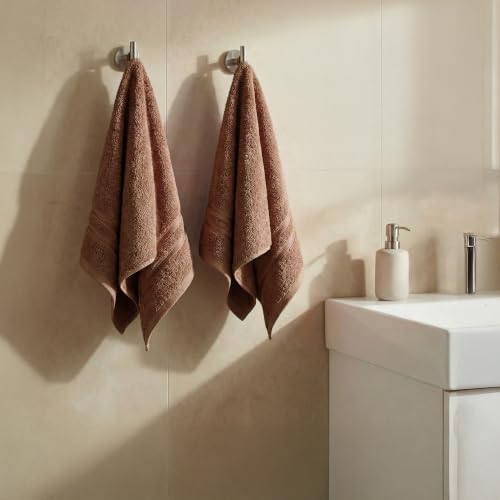 Image of MYTRIDENT Trident Hand Towels, 100% Cotton, Highly Absorbent, Super Soft, 2 Piece Hand Towel Set, 400 GSM, Brown