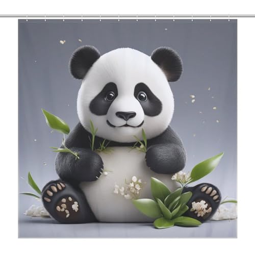 Rideau de douche panda mignon 183x183 cm lavable en polyester pour baignoire - 7