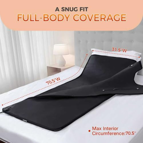 Portable Infrared Sauna Blanket for Home, 86-176℉, Detox, Circulation, Full Body Far Infrared Heating for Weight Loss, Stress Relief, Relaxation & Muscle Relief, Fast Heat-Up&Carrying Bag, 5.88x2.63ft - Image 3