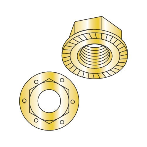 9/16-12 Serrated Hex Flange Locknuts/Grade 8 / Zinc Yellow (Carton: 150 pcs)