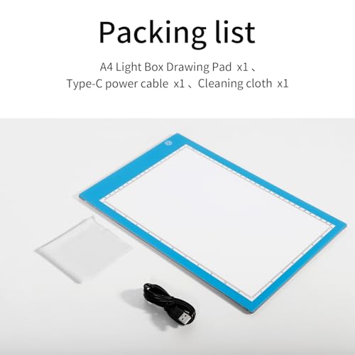 Bloc de dessin pour boîte lumineuse A4 bleu avec câble type C