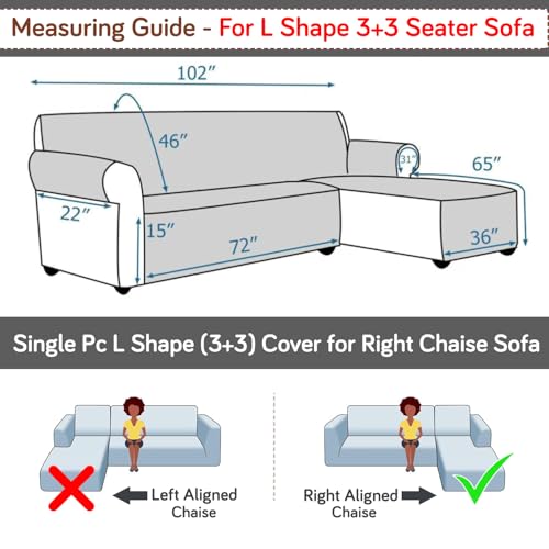 Image of HOKIPO 'Elira Series' Printed Quilted One-Piece L Shape 6 Seater (3+3) Sofa Cover Mat with Right Chaise | Anti-Slip Backing & SecureFit Belt, Intense Grey Abstract Floral (AR-6230-C2)