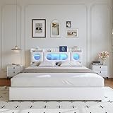 Lit LED avec Port USB: Ce lit 2 personne 160x200 est équipé de 1 ports USB-A et d'un port Type-C, partait pour brancher vos téléphones et iPad. Grâce aux rubans LED sur la tête de lit, ce lit deux places satisfera vos besoins d'éclairage nocturnes, vous permettant de personnaliser la couleur, la luminosité, le mode Micro et la synchronisation musicale via l'APP et la télécommande, ajoutant une ambiance romantique à votre chambre