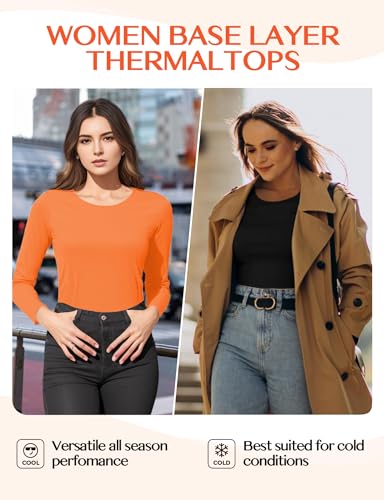 Image of Women's Long Sleeve Thermal Underwear Lightweight Compression Baselayer Shirt Women Clothing Premium Comfort Winter Tops