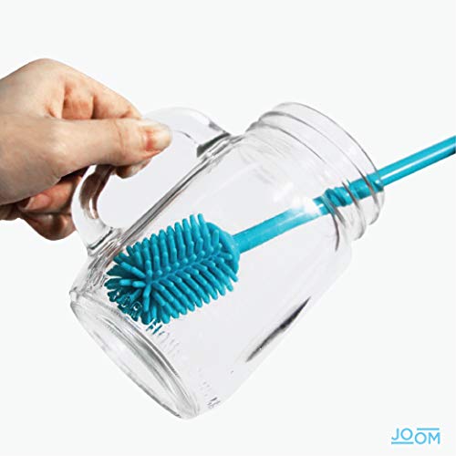 Silicone Bottle Brush Set of 3 Extra Long Handle Bottle Cleaning Brushes Ideal for Narrow Neck Containers, Vases, Water Bottles, Thermos, Hydro Flasks, Coffee Mugs, Tumblers, Baby Bottle Brush