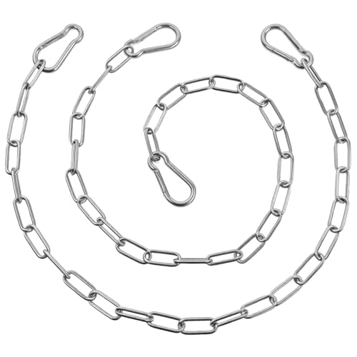 SELMAIDY 2 Pcs 24 Stainless Steel Gate Chain Lock 3mm Thick Heavy Duty Gate Link Chain with Double-Ended Hooks for Fences Garden and Farm Use