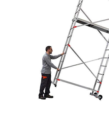 Echafaudage roulant pour escalier avec montage rapide 2,4m/4,4m en aluminium Hailo Fast & Lock 5