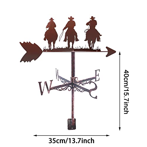 Varaka Weathervane With Roof Mount Cast Iron Cowboy Weather Vane Garden Metal Decorations Wind Direction Indicator For Outdoor Roof Farm Yard #TOP4