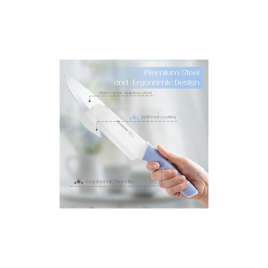 Astercook-Kitchen-Knife-Set-with-Block-and-Sharpener-15-Piece-Ceramic-Coating-German-High-Carbon-Stainless-Steel-Knives-Sharp-Blade-Dishwasher-Safe-Knife-Block-Set-with-Ergonomic-Handle-Delicate-Blue Astercook Kitchen Knife Set with Block and Sharpener 15 Piece Ceramic Coating German High Carbon Stainless Steel Knives Sharp Blade Dishwasher Safe Knife Block Set with Ergonomic Handle, Delicate Blue