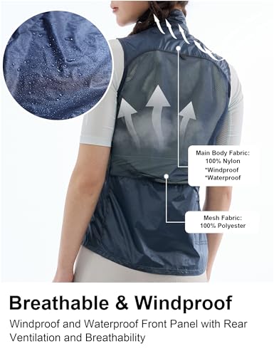 INBIKE Ultraleichte Fahrradweste Laufweste Damen Ärmellose Windbreaker Fahrradjacke Herren Winddicht Wasserdicht UV50+ für Radsport Trekking Wandern Alltag Schwarz L