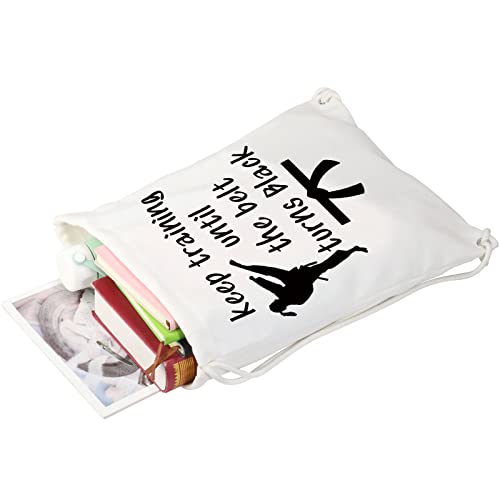 MBMSO Karate Drawstring Backpack Keep Training Until the Belt Turns Black Taekwondo String Bag Martial Arts Lovers Gym Sack Bag (Keep Training Backpack)3