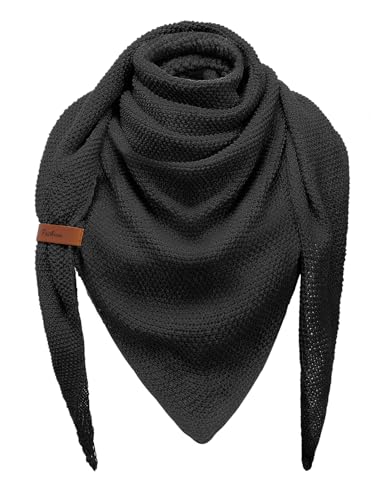 Voqeen Mujer Bufanda Invierno Triangular de Punto Grandes Chal Cálido con Anillo de Cuero Mantón de Otoño Moda Cuello de Pelo Poncho Regalo