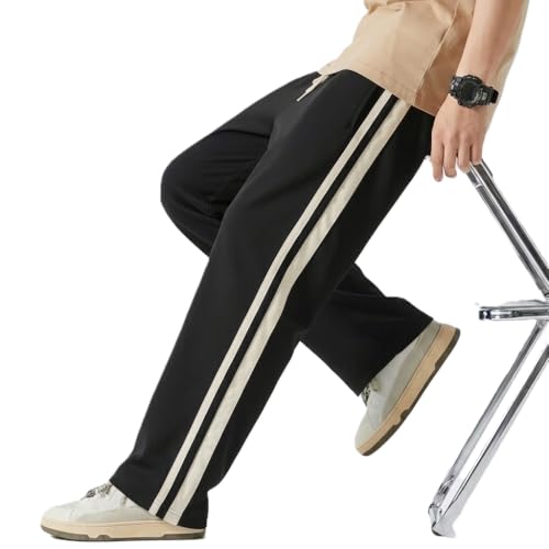 Image of Men's Lycra Loose Fit Track Pants | 4-Way Stretchable Side Stripe Joggers | Comfort Casual Relaxed Lower for Gym, Sports & Streetwear |